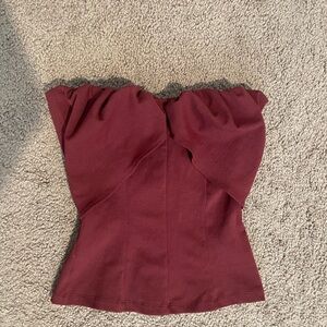 Zara Burgundy Strapless Top